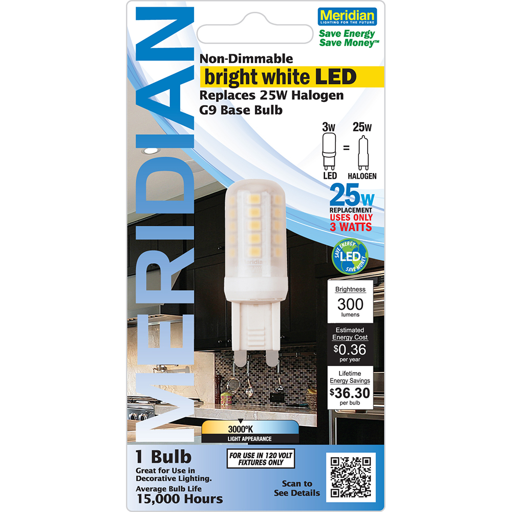 13176 - LED G9 Base, Non-Dimmable, Bulb - Meridian Lighting